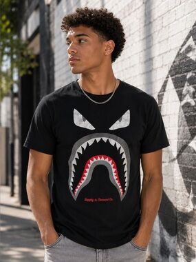Supply & Demand Co. Shark Mouth Graphic T-Shirt Black 100% Pre-Shrunk Cotton M
